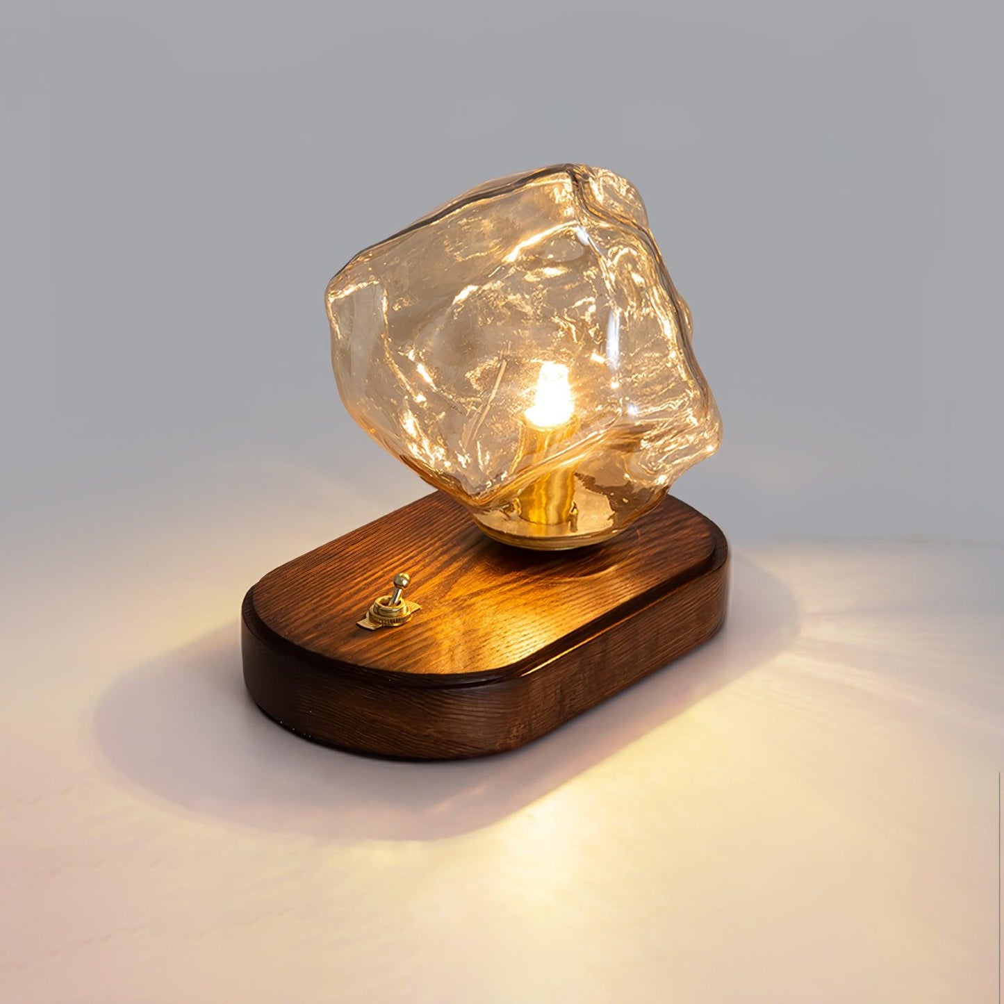 Ice Stone Table Lamp | Mouth-Blown Glass | Smoke Gray & Amber