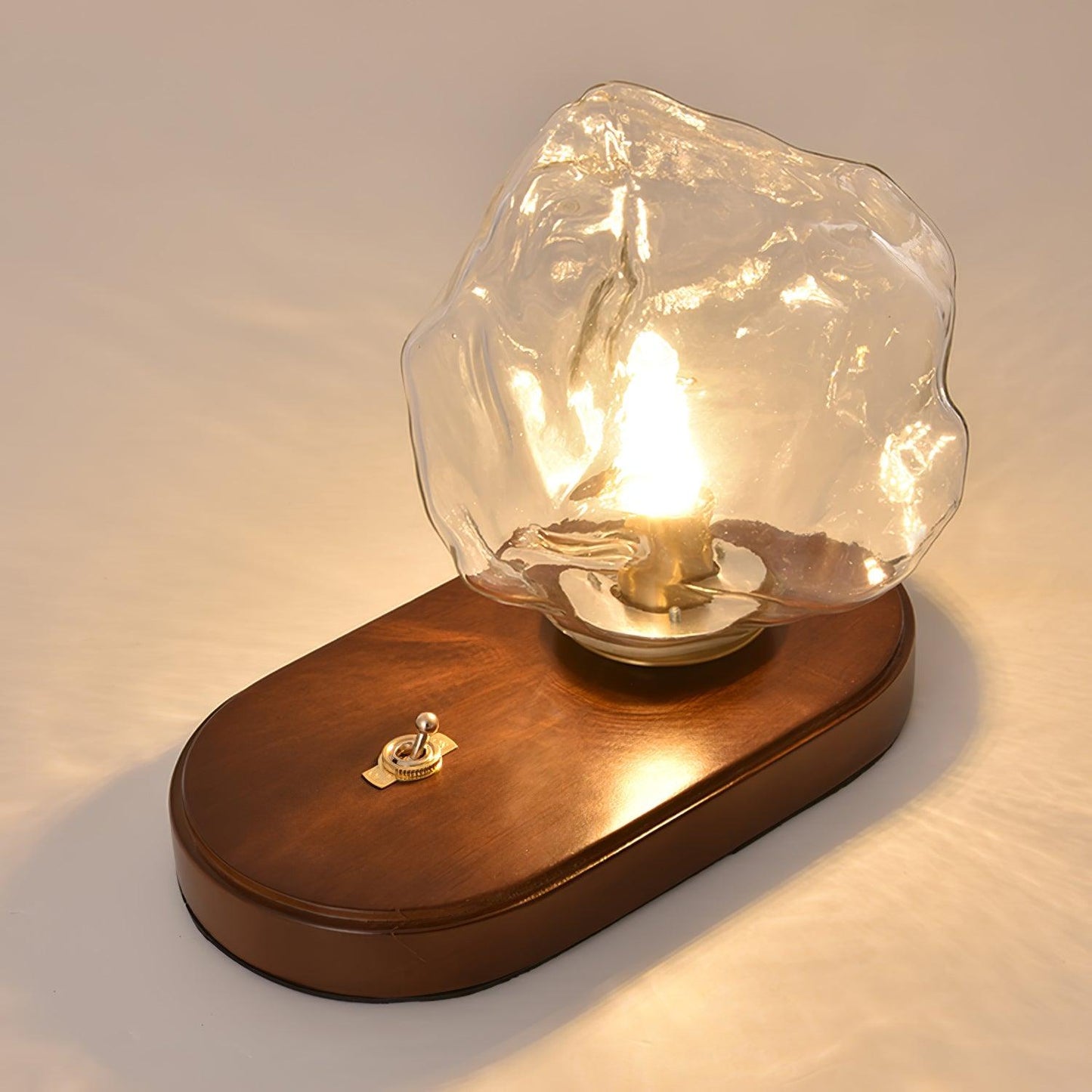 Ice Stone Table Lamp | Mouth-Blown Glass | Smoke Gray & Amber
