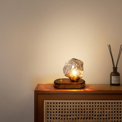Ice Stone Table Lamp | Mouth-Blown Glass | Smoke Gray & Amber
