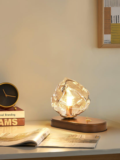 Ice Stone Table Lamp | Mouth-Blown Glass | Smoke Gray & Amber