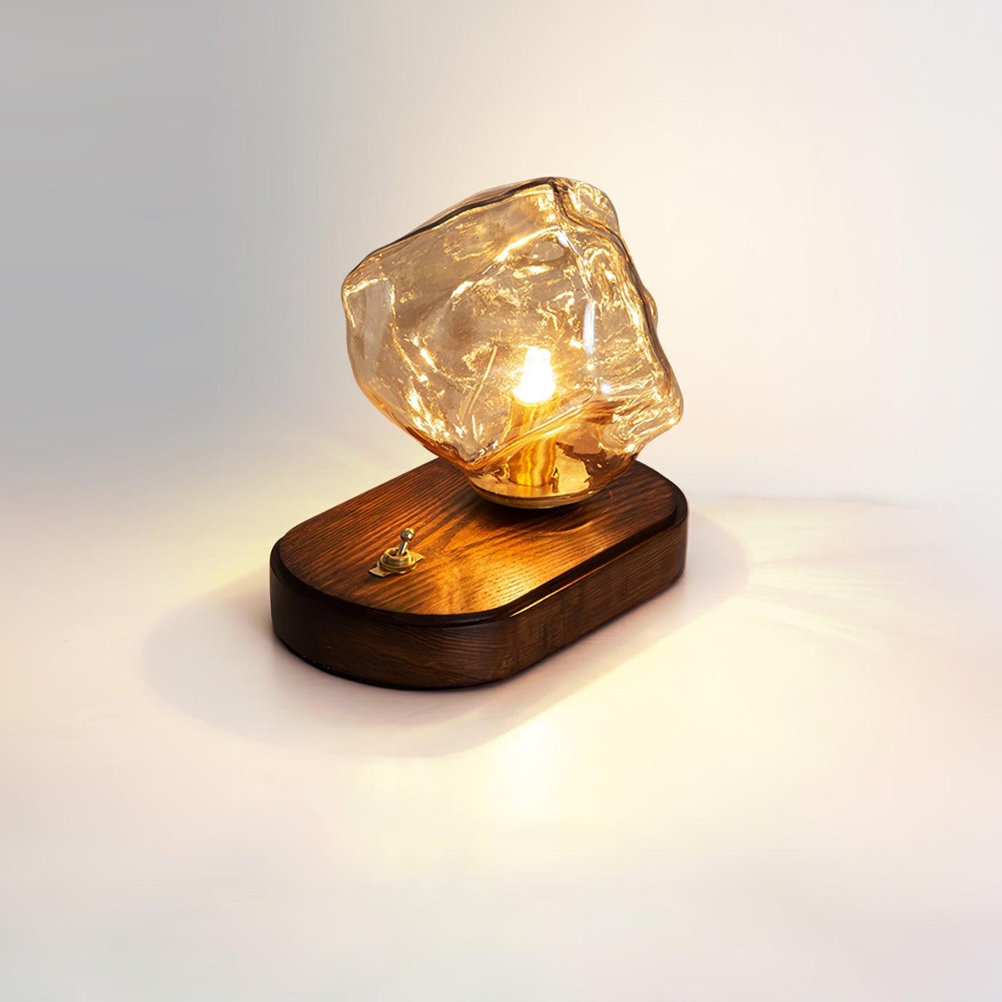 Ice Stone Table Lamp | Mouth-Blown Glass | Smoke Gray & Amber