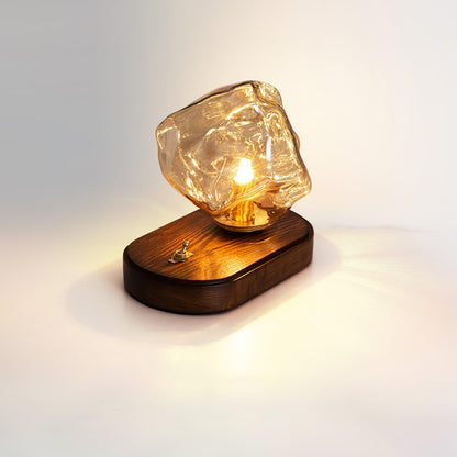 Ice Stone Table Lamp | Mouth-Blown Glass | Smoke Gray & Amber