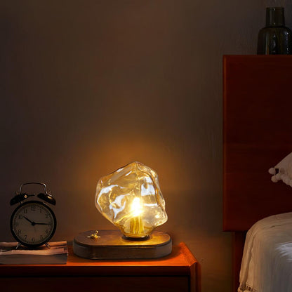 Ice Stone Table Lamp | Mouth-Blown Glass | Smoke Gray & Amber