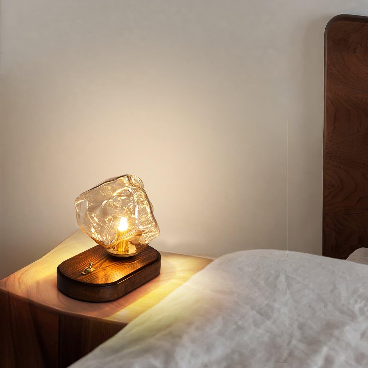 Ice Stone Table Lamp | Mouth-Blown Glass | Smoke Gray & Amber