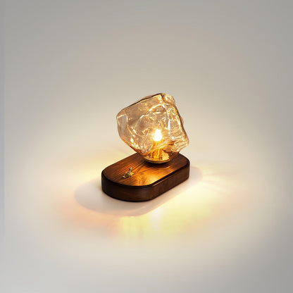 Ice Stone Table Lamp | Mouth-Blown Glass | Smoke Gray & Amber