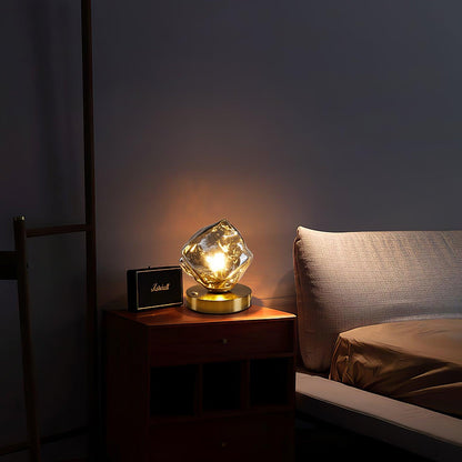 Ice Stone Table Lamp | Mouth-Blown Glass | Smoke Gray & Amber