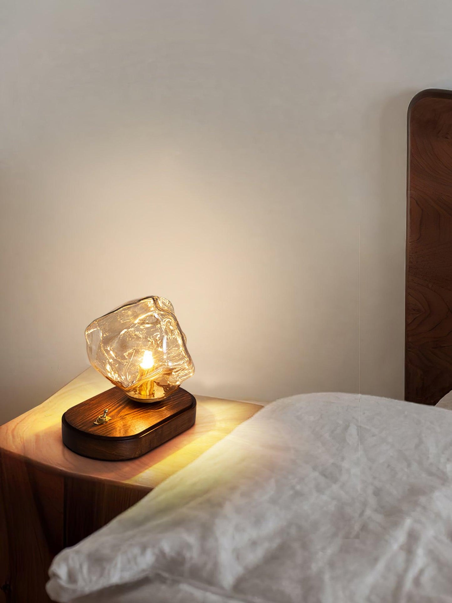 Ice Stone Table Lamp | Mouth-Blown Glass | Smoke Gray & Amber