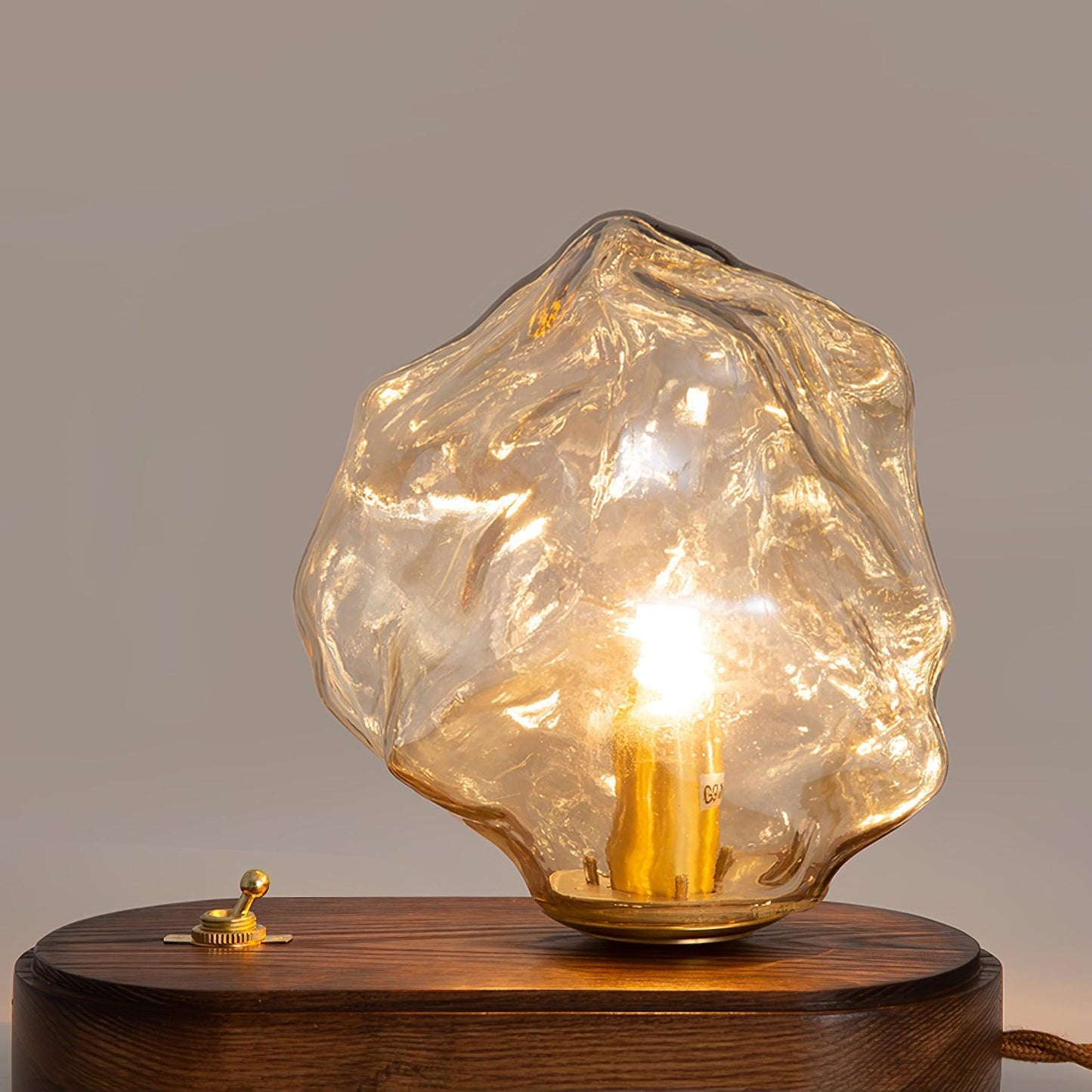 Ice Stone Table Lamp | Mouth-Blown Glass | Smoke Gray & Amber