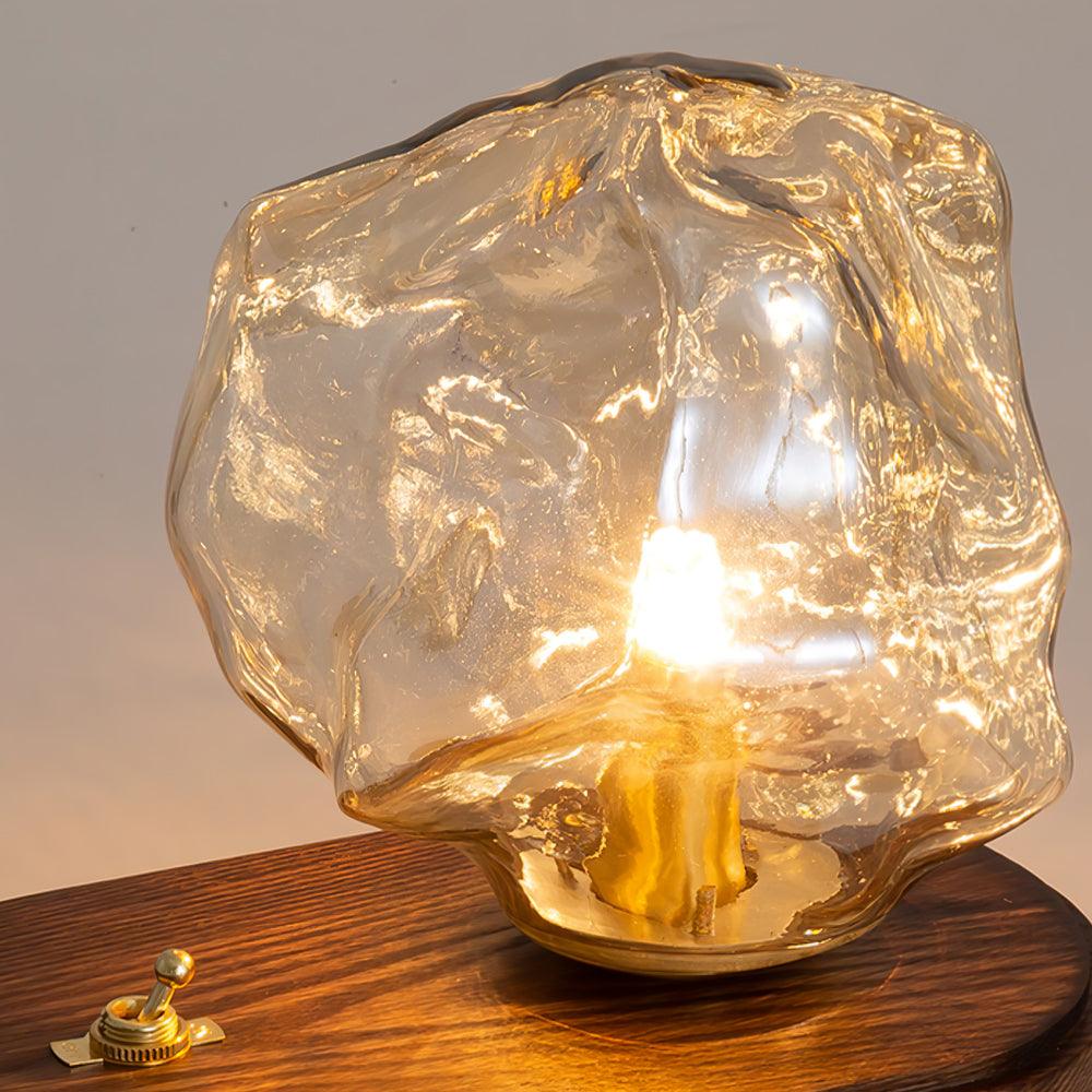 Ice Stone Table Lamp | Mouth-Blown Glass | Smoke Gray & Amber