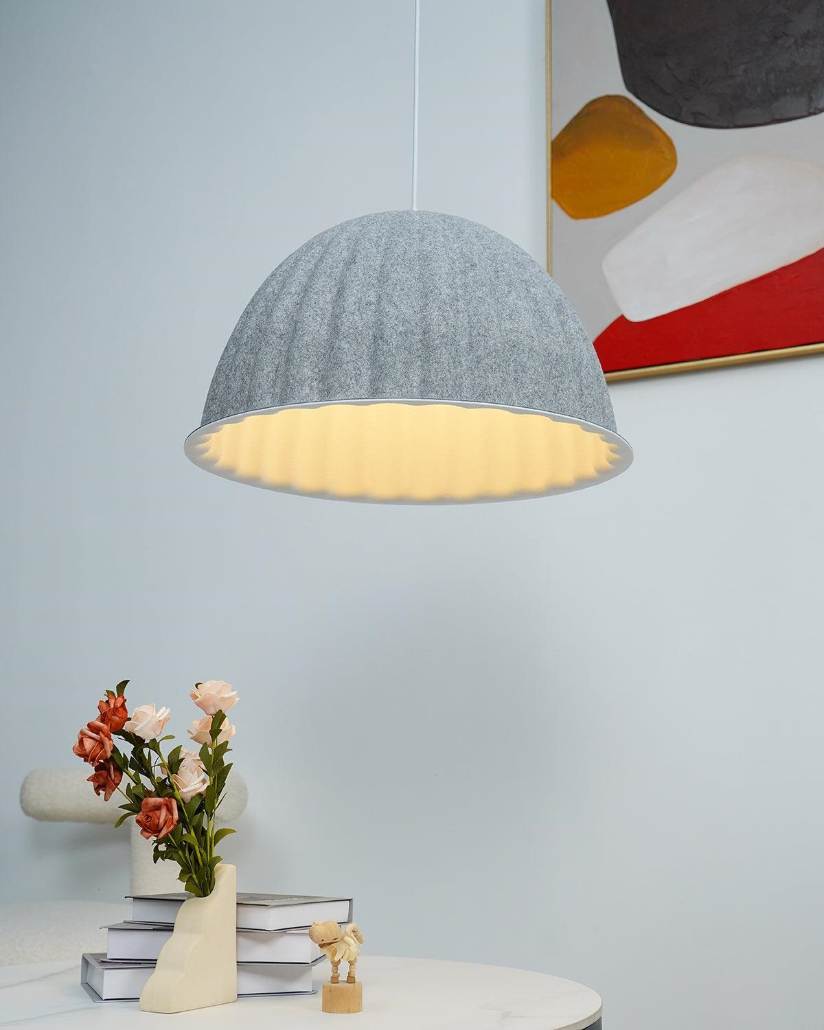 Dome Pendant Light | Felt & Metal | Black or Grey