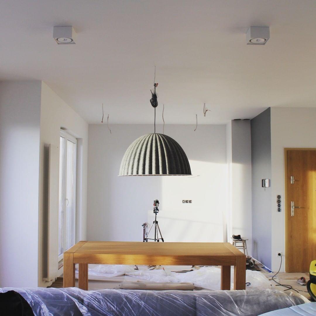 Dome Pendant Light | Felt & Metal | Black or Grey