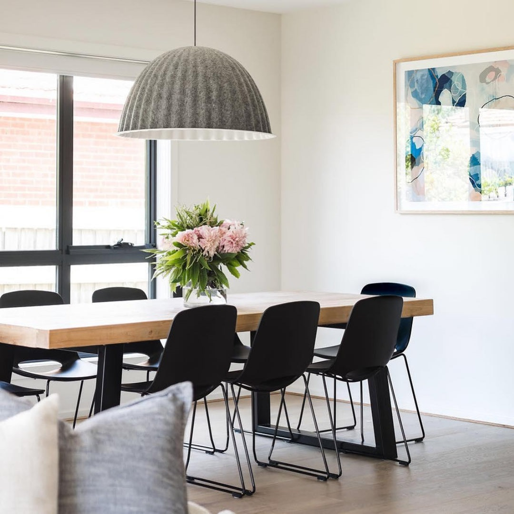 Dome Pendant Light | Felt & Metal | Black or Grey