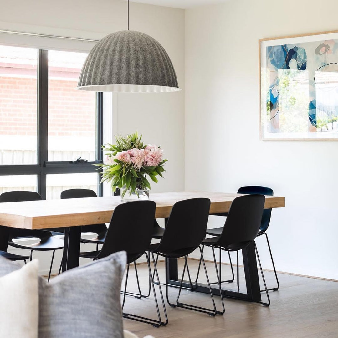 Dome Pendant Light | Felt & Metal | Black or Grey