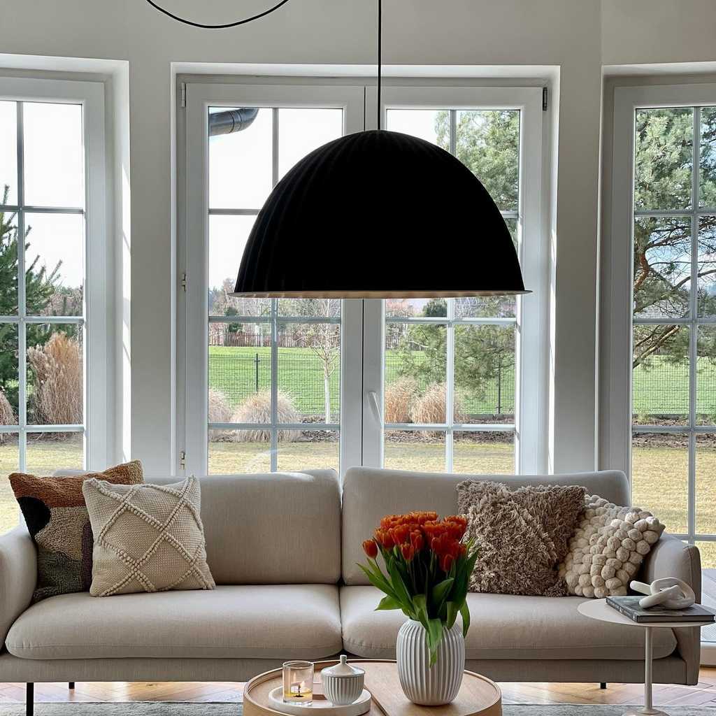 Dome Pendant Light | Felt & Metal | Black or Grey