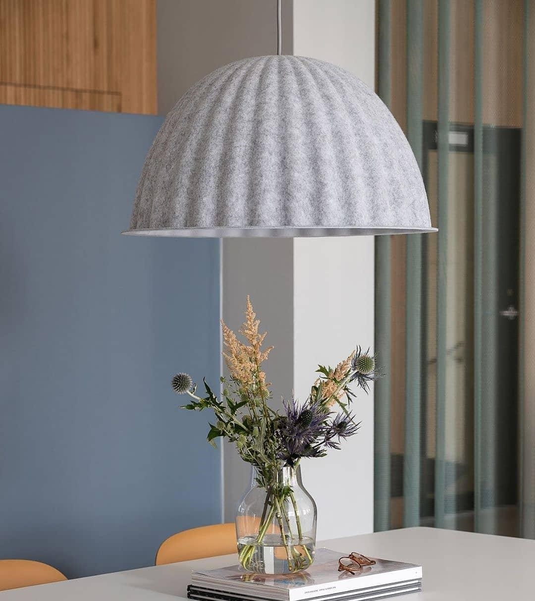 Dome Pendant Light | Felt & Metal | Black or Grey
