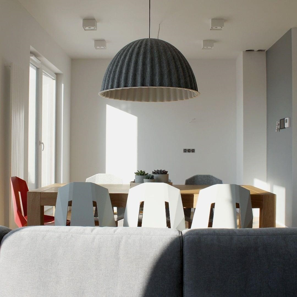 Dome Pendant Light | Felt & Metal | Black or Grey