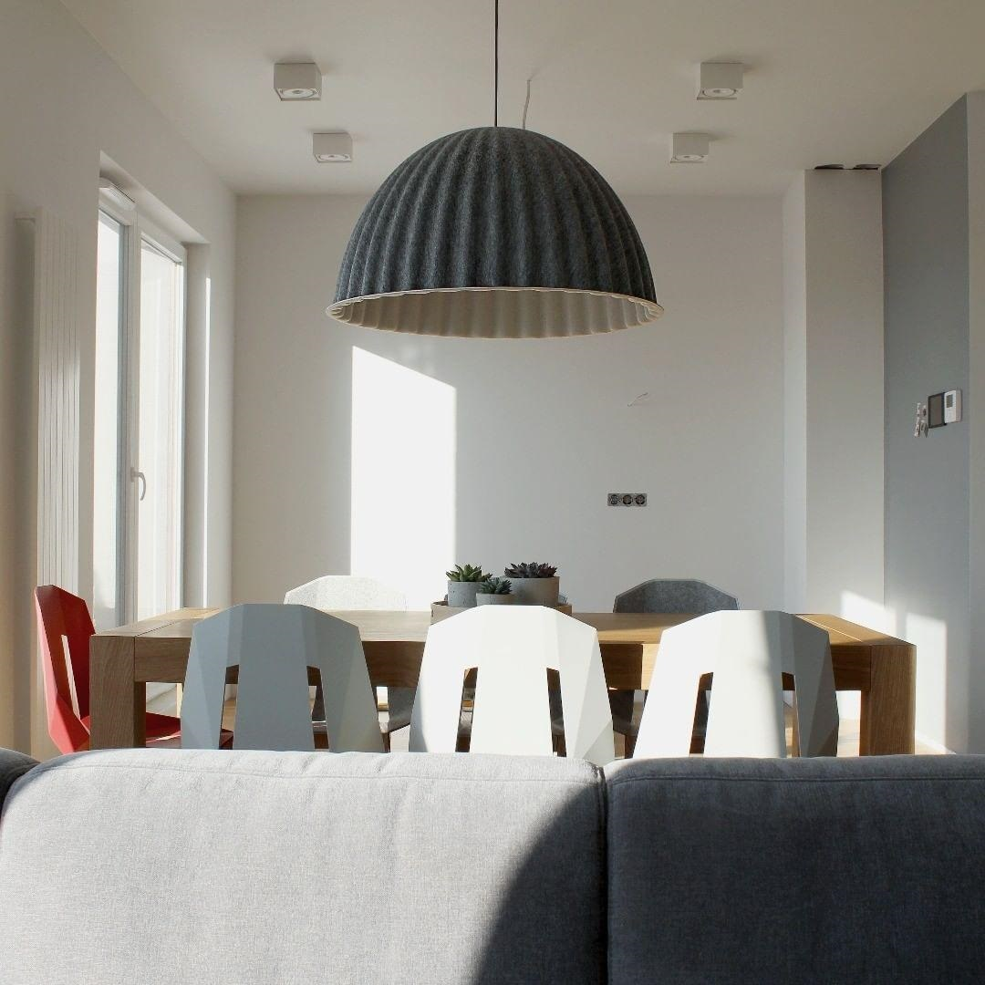 Dome Pendant Light | Felt & Metal | Black or Grey