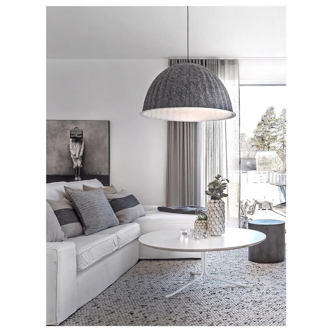 Dome Pendant Light | Felt & Metal | Black or Grey