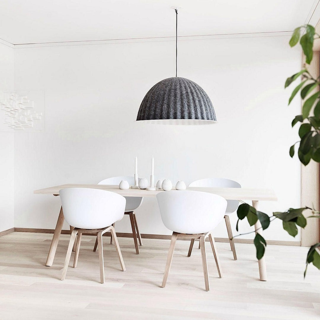 Dome Pendant Light | Felt & Metal | Black or Grey