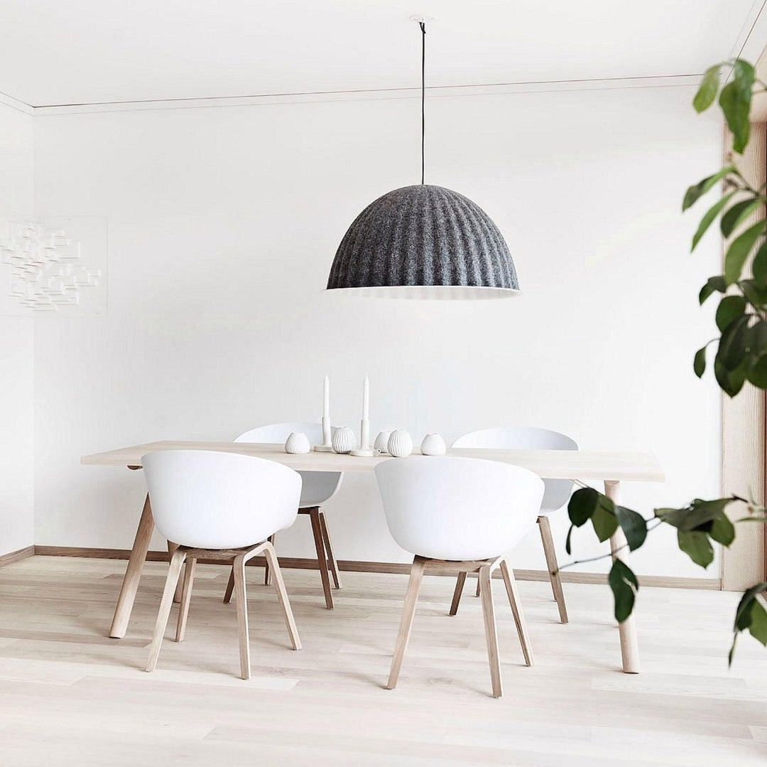 Dome Pendant Light | Felt & Metal | Black or Grey