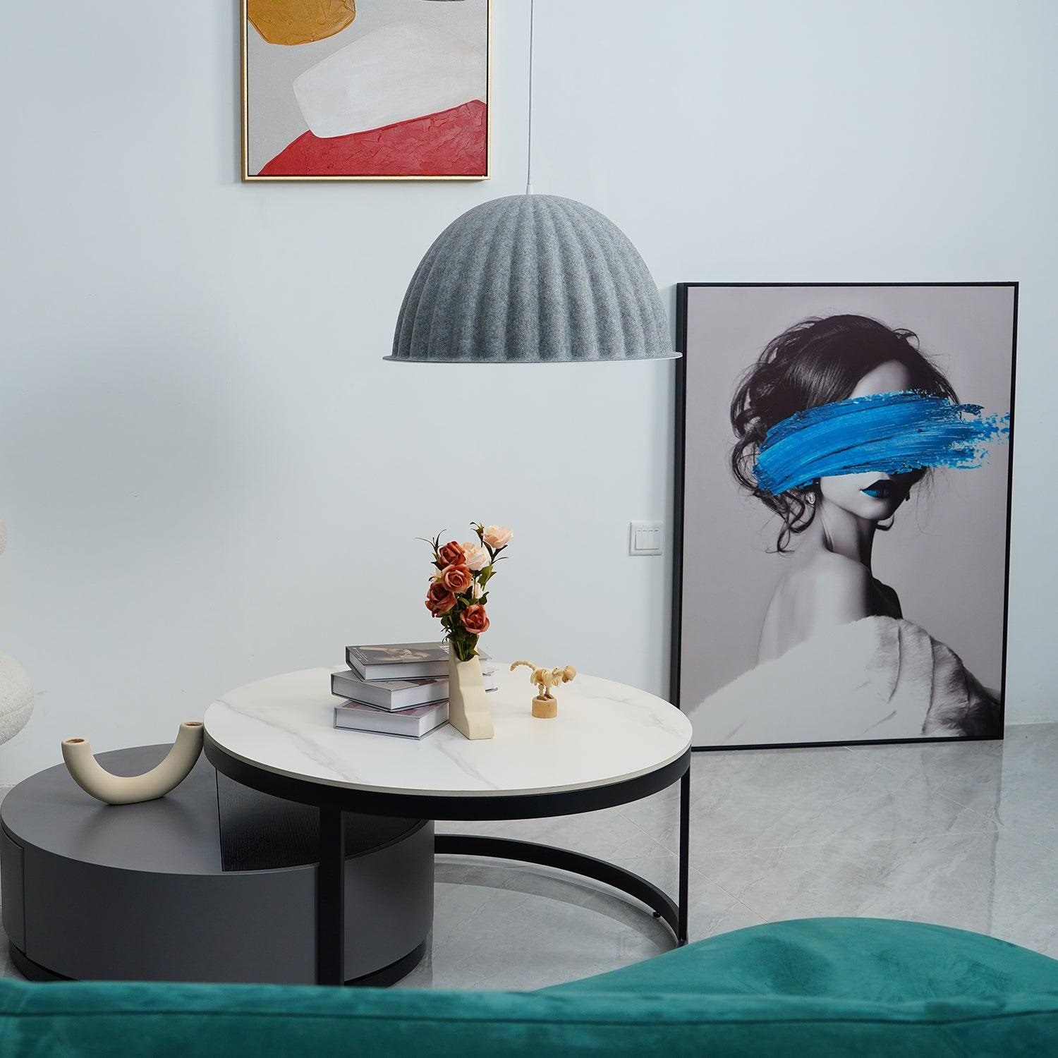 Dome Pendant Light | Felt & Metal | Black or Grey