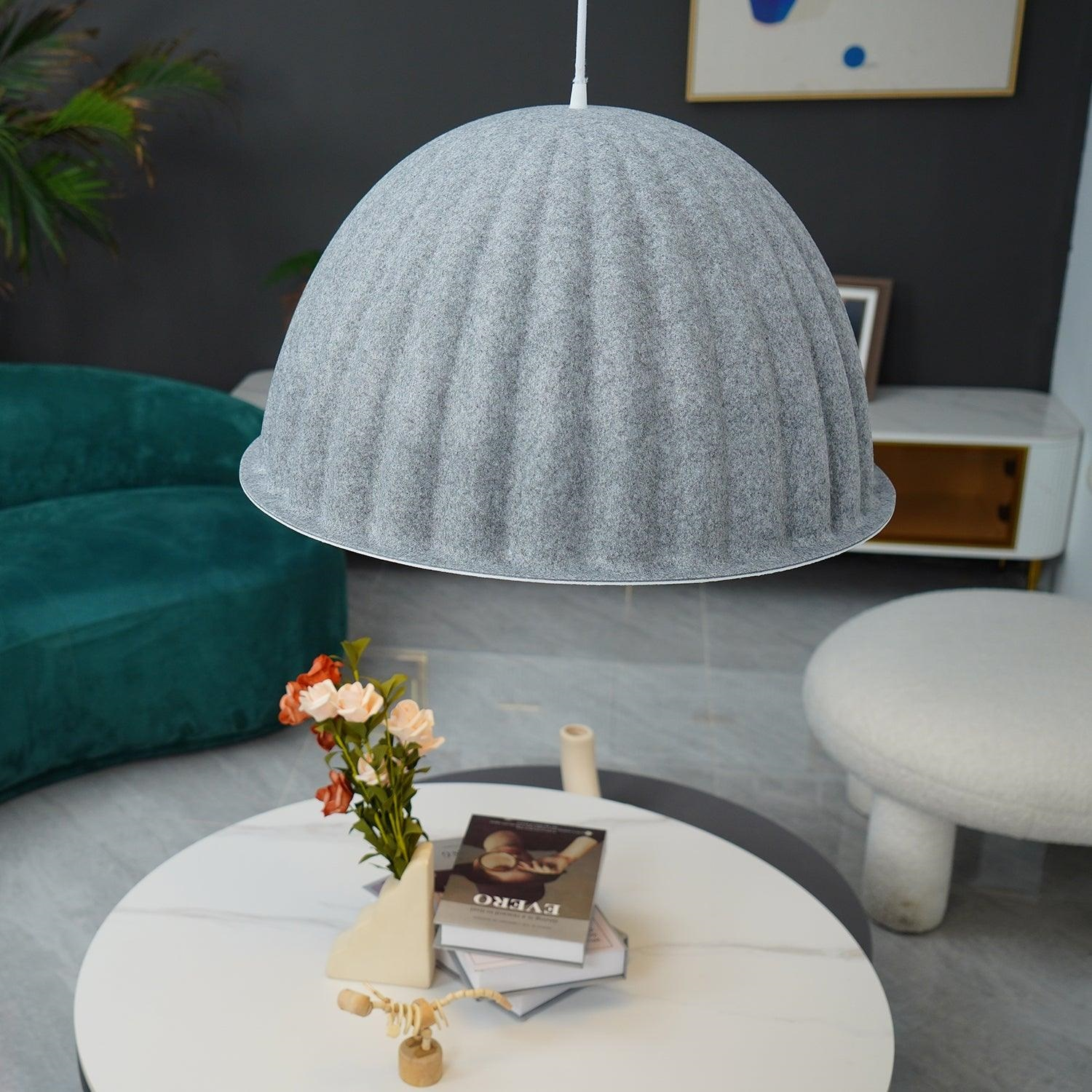 Dome Pendant Light | Felt & Metal | Black or Grey