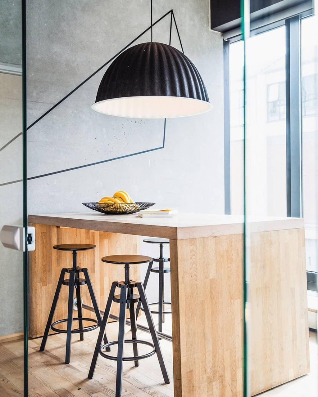 Dome Pendant Light | Felt & Metal | Black or Grey