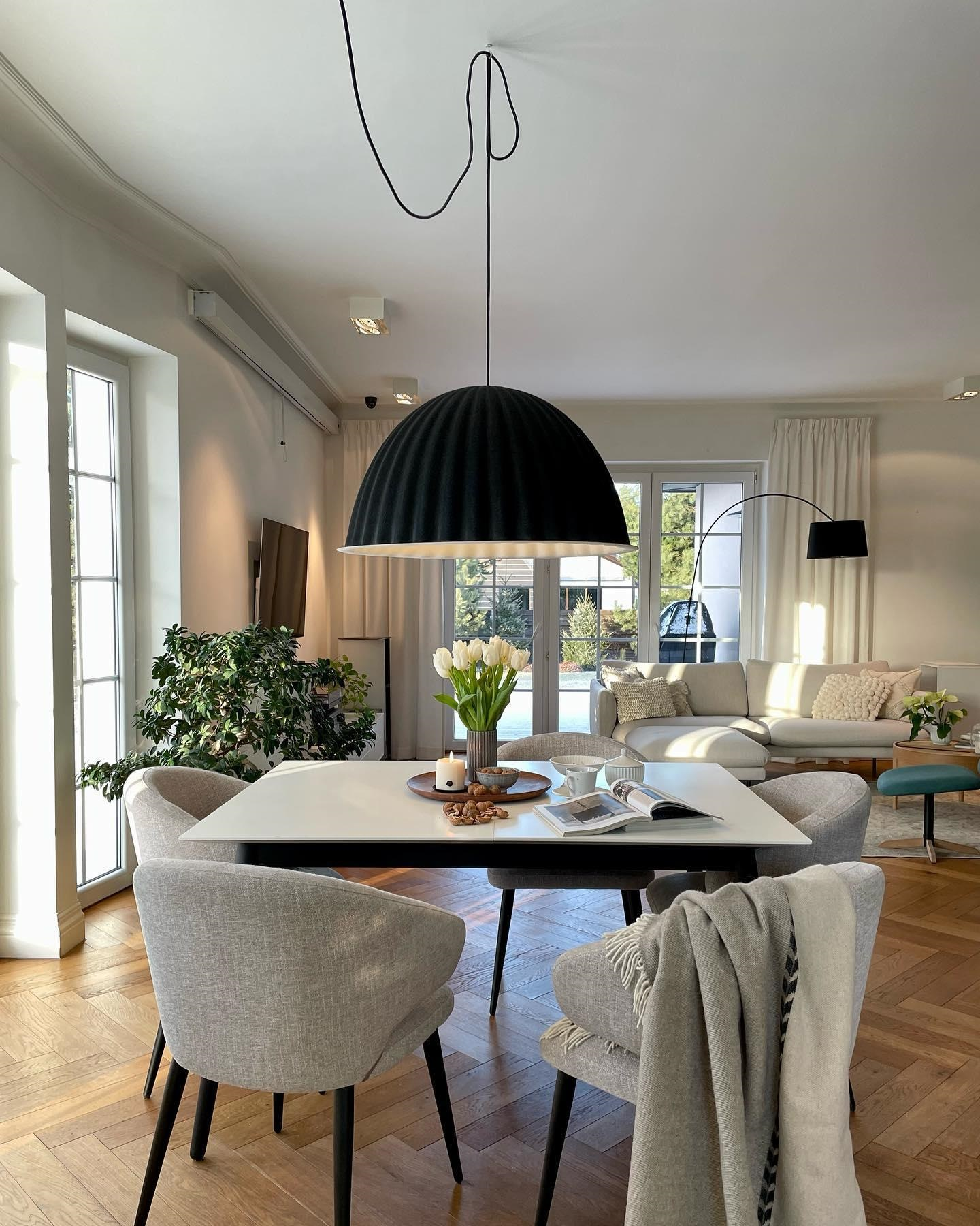 Dome Pendant Light | Felt & Metal | Black or Grey