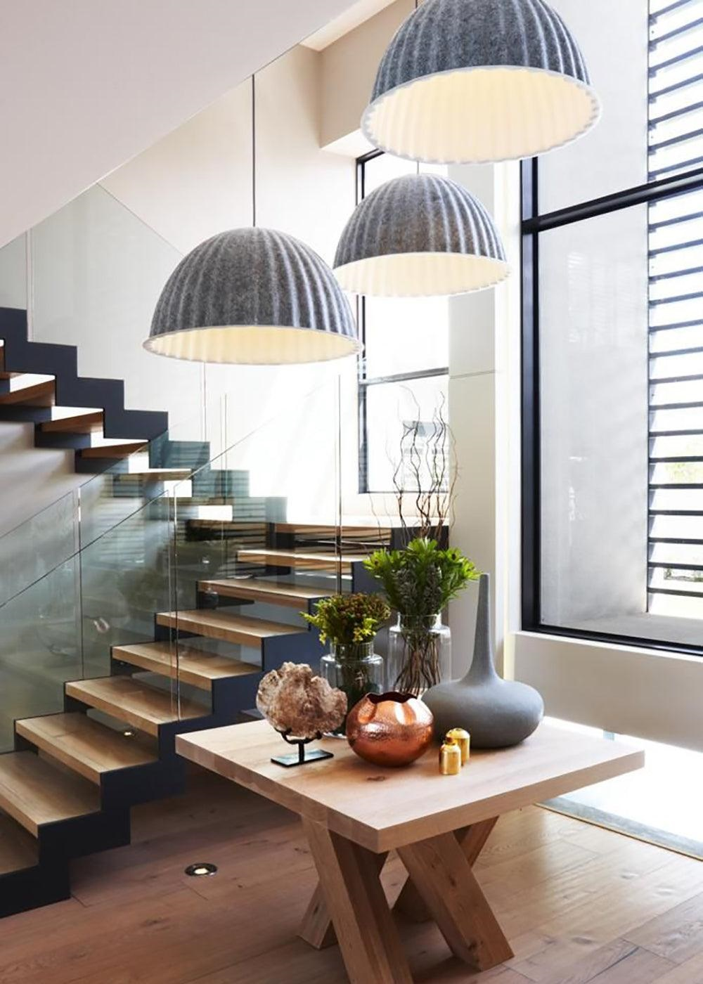 Dome Pendant Light | Felt & Metal | Black or Grey