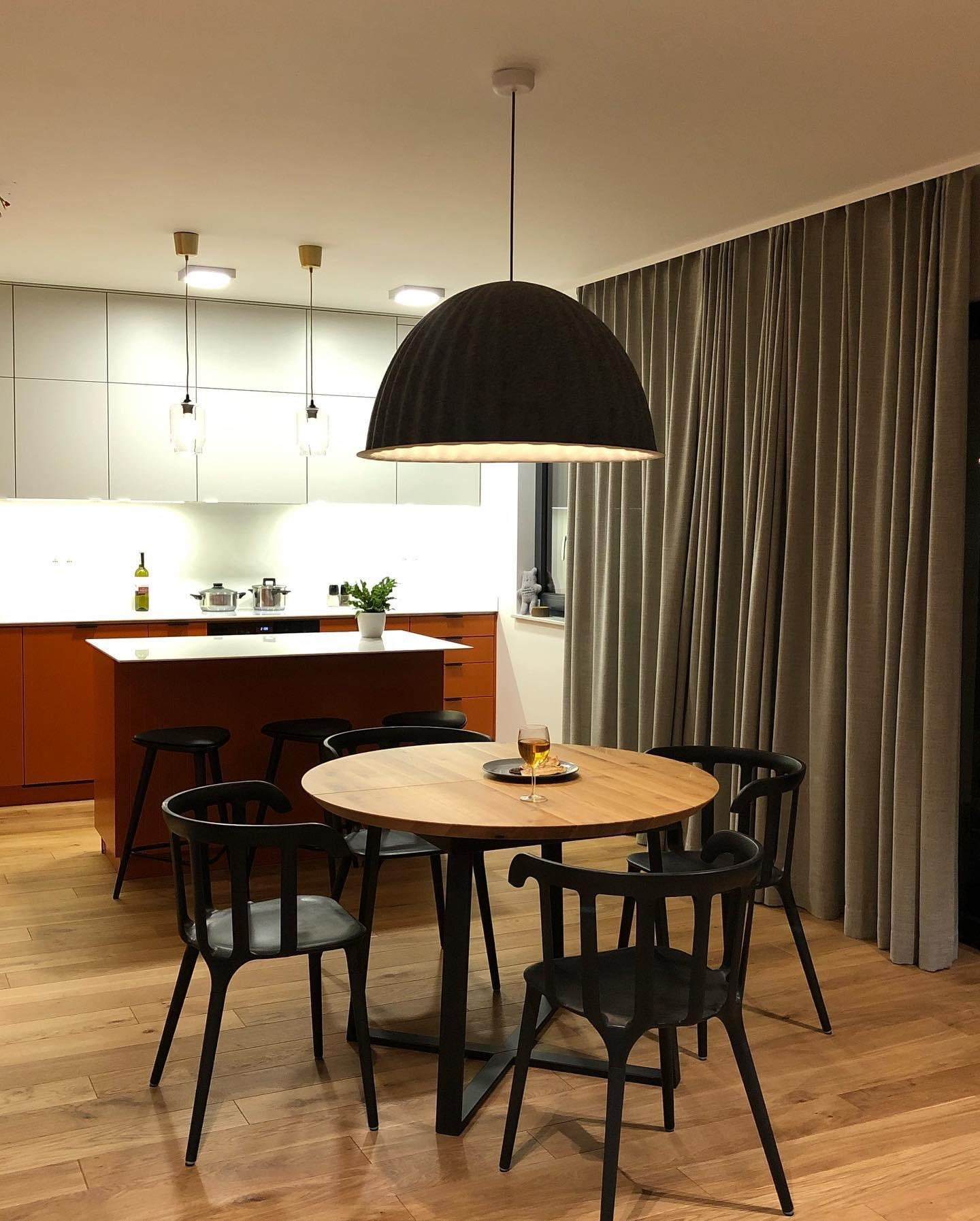 Dome Pendant Light | Felt & Metal | Black or Grey