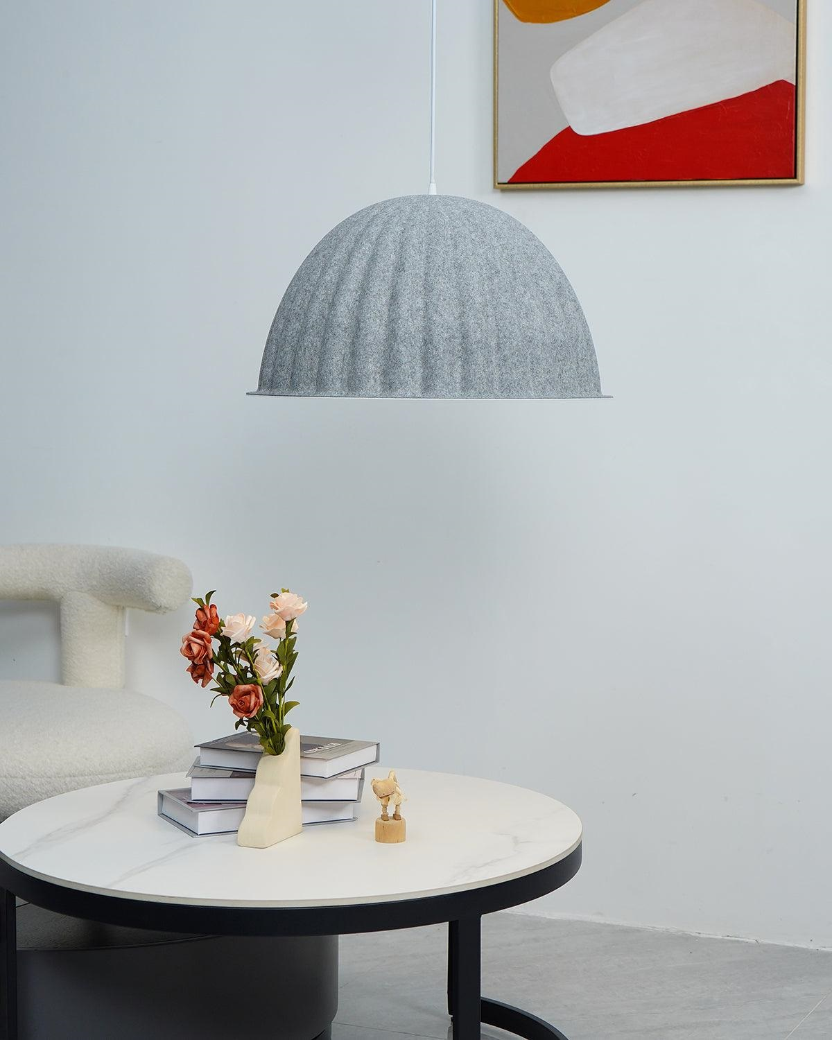Dome Pendant Light | Felt & Metal | Black or Grey