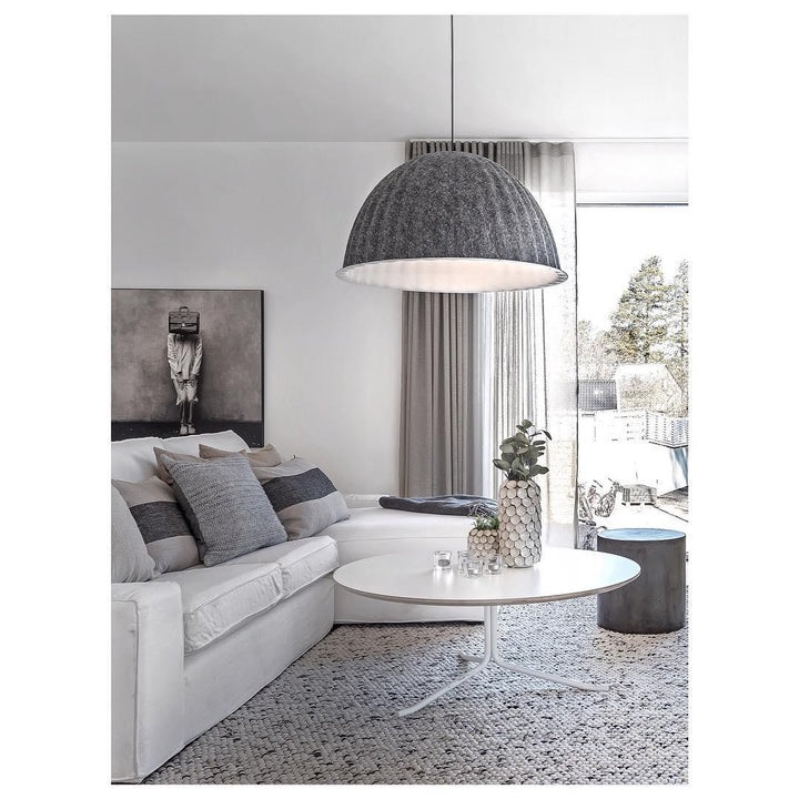 Dome Pendant Light | Felt & Metal | Black or Grey