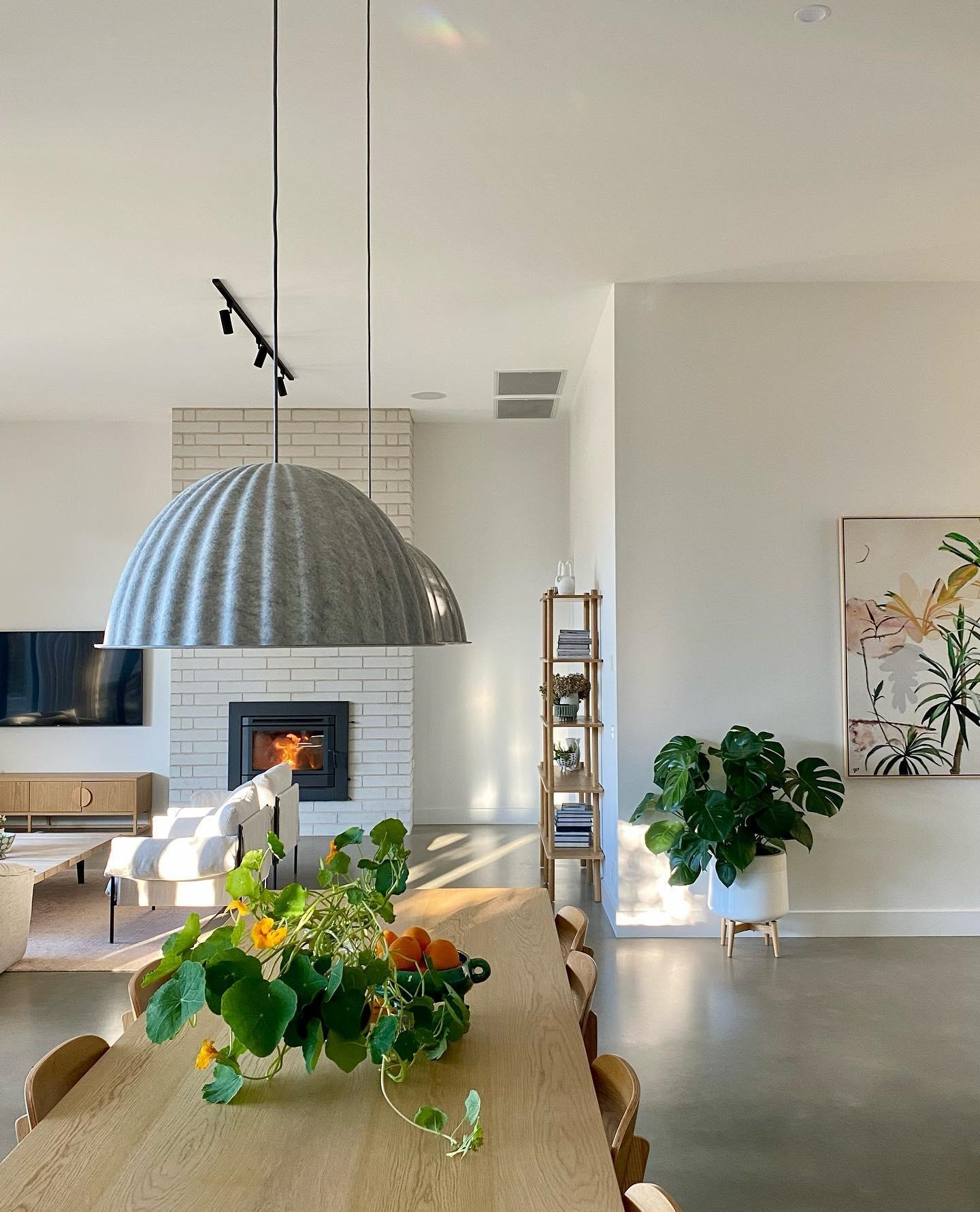Dome Pendant Light | Felt & Metal | Black or Grey