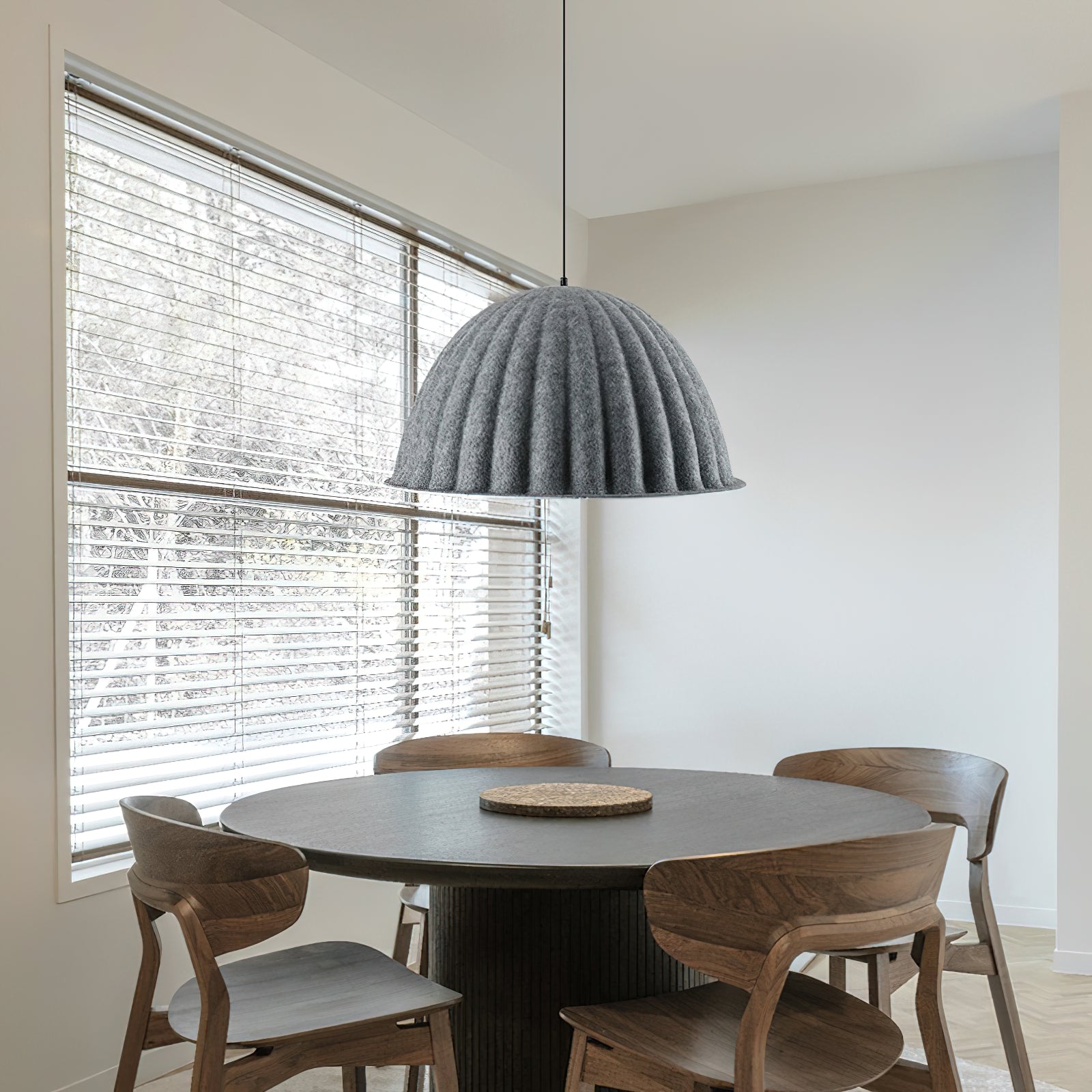 Dome Pendant Light | Felt & Metal | Black or Grey