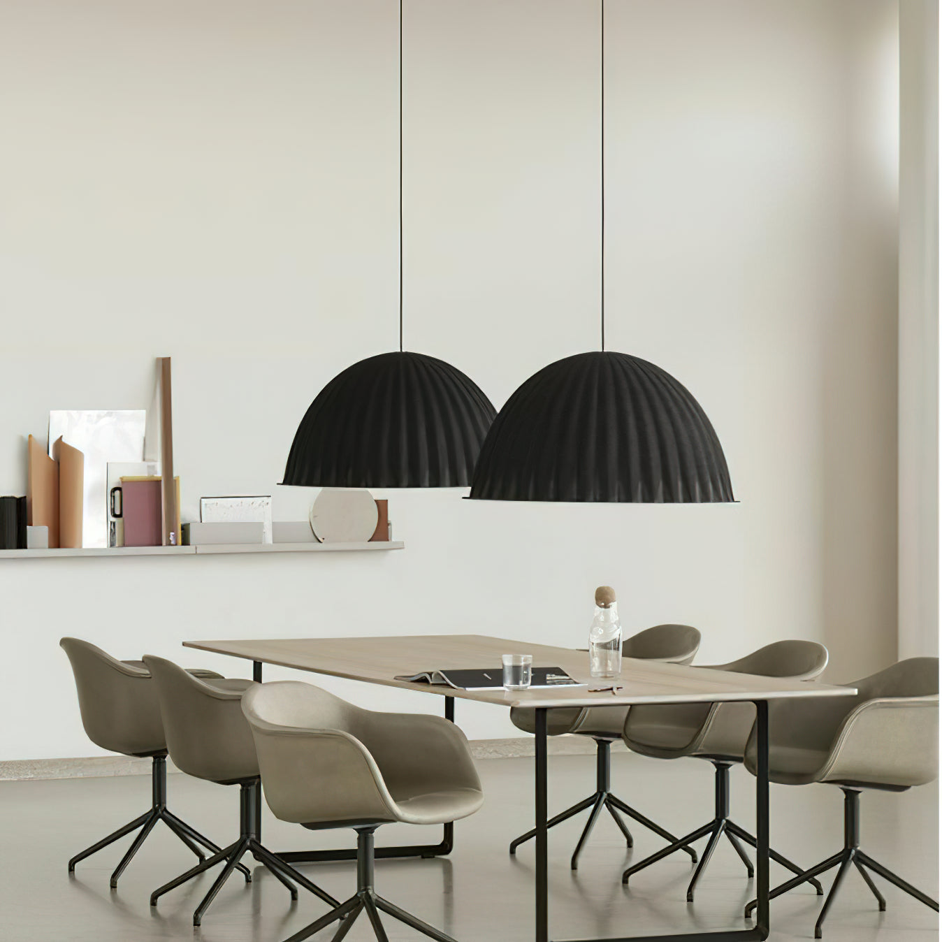Dome Pendant Light | Felt & Metal | Black or Grey