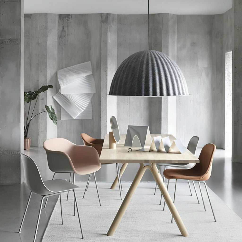 Dome Pendant Light | Felt & Metal | Black or Grey