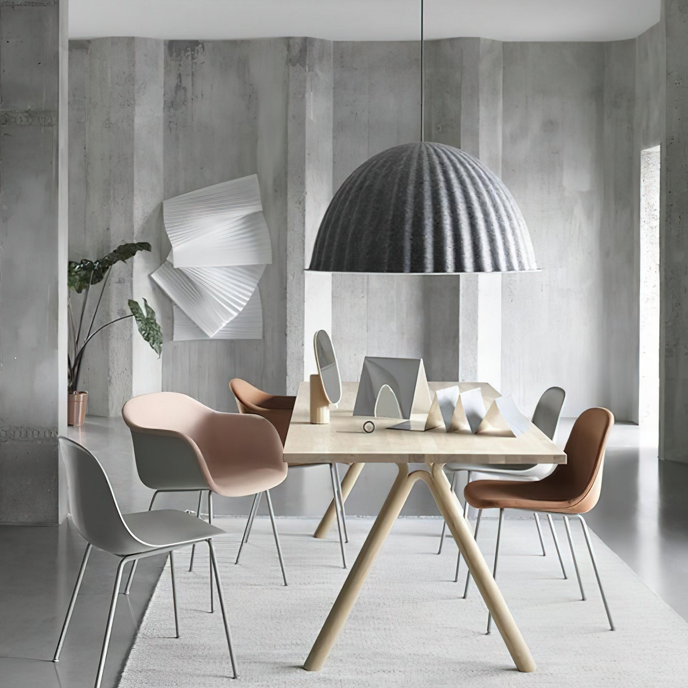 Dome Pendant Light | Felt & Metal | Black or Grey