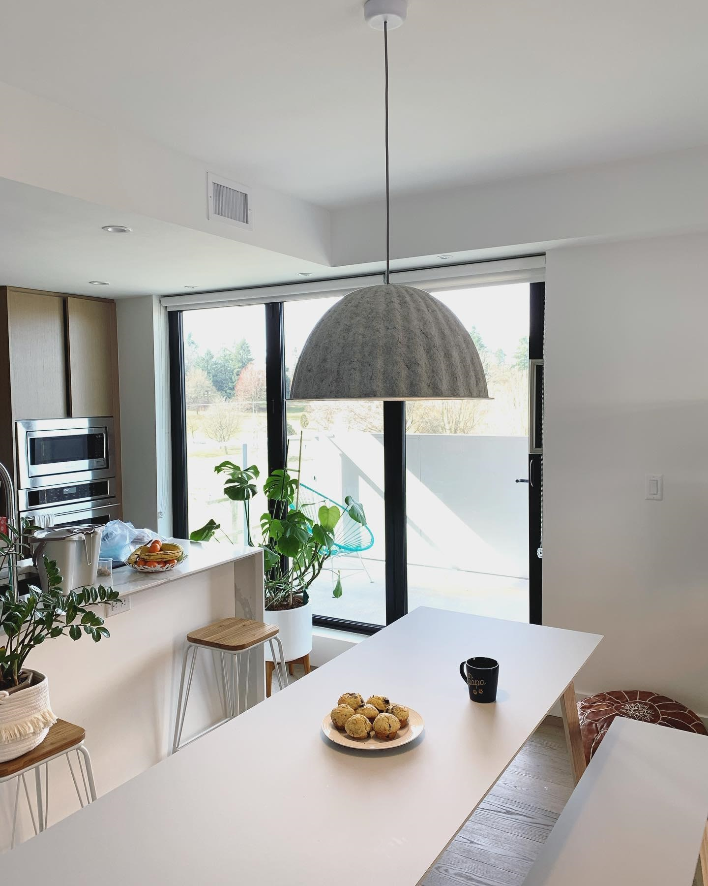 Dome Pendant Light | Felt & Metal | Black or Grey