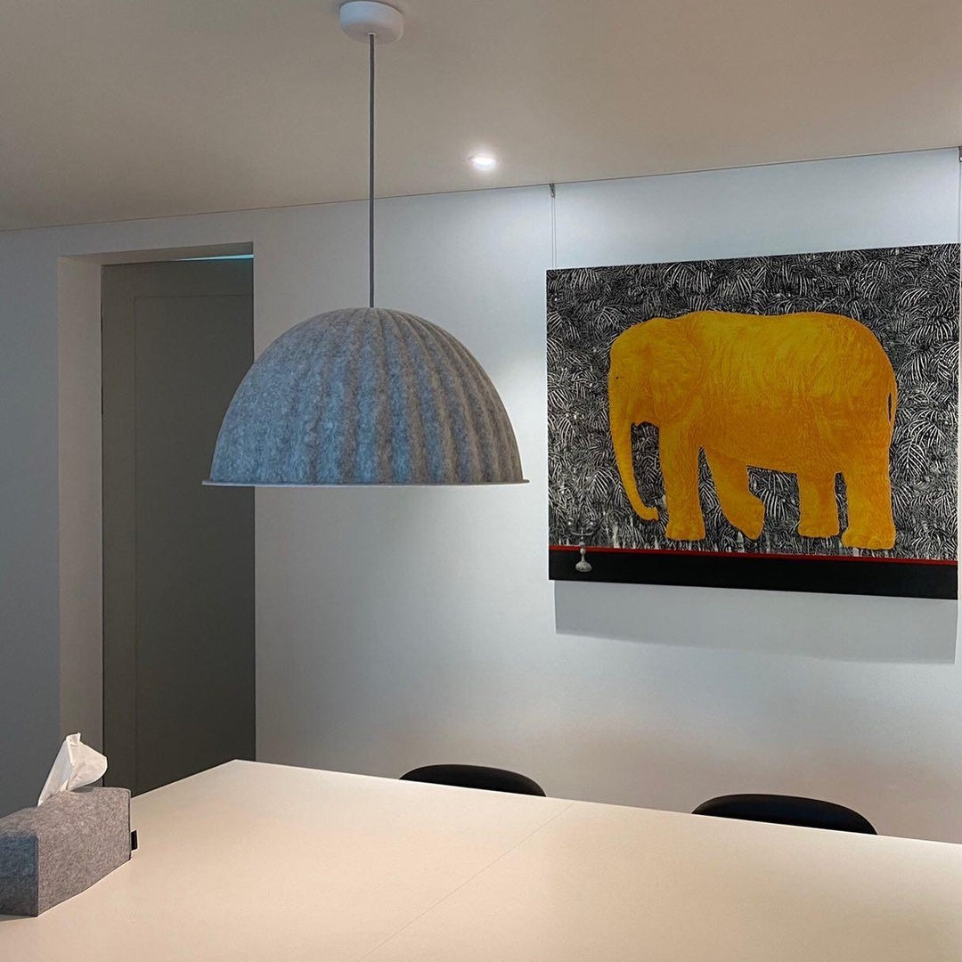 Dome Pendant Light | Felt & Metal | Black or Grey