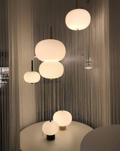 Ilargi Table Lamp | Hand-Blown Glass & Wood | Warm White LED