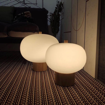 Ilargi Table Lamp | Hand-Blown Glass & Wood | Warm White LED