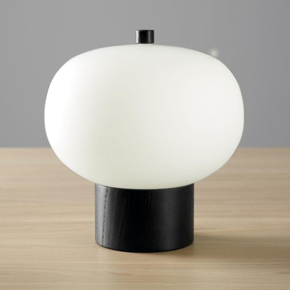 Ilargi Table Lamp | Hand-Blown Glass & Wood | Warm White LED