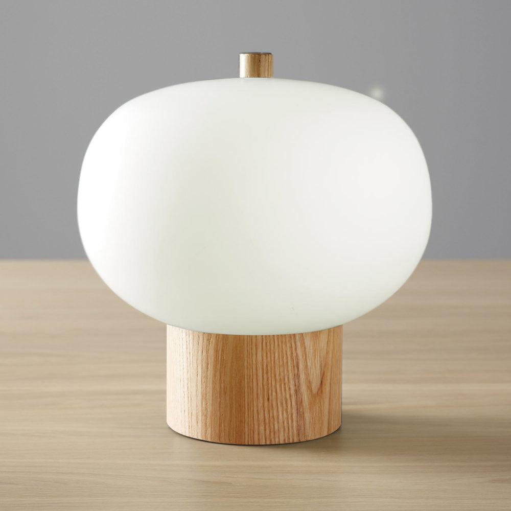 Ilargi Table Lamp | Hand-Blown Glass & Wood | Warm White LED