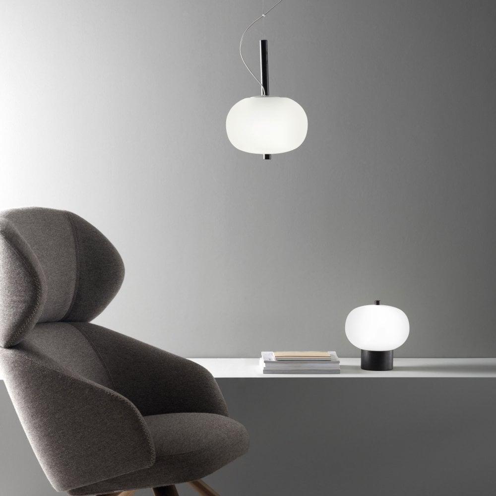 Ilargi Table Lamp | Hand-Blown Glass & Wood | Warm White LED