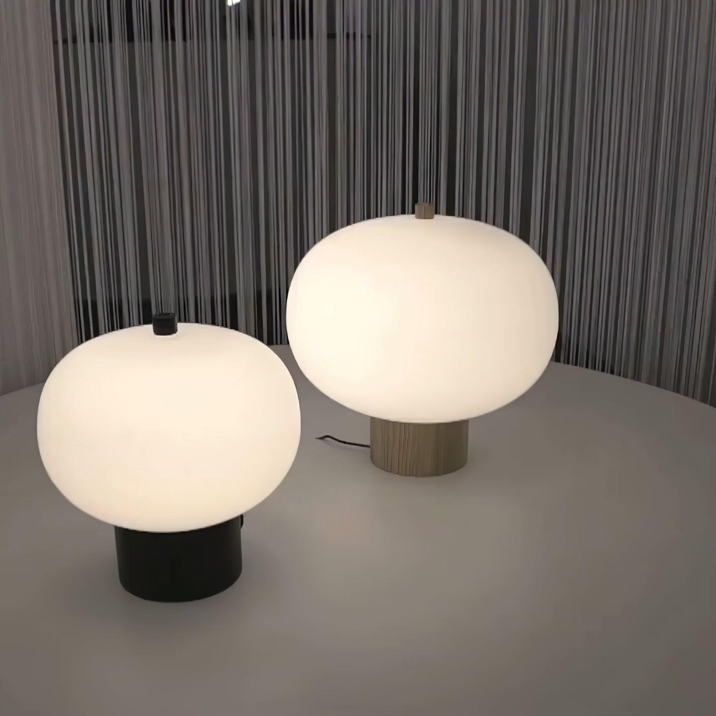 Ilargi Table Lamp | Hand-Blown Glass & Wood | Warm White LED