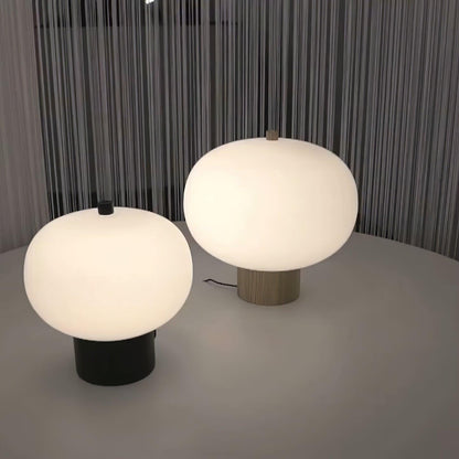 Ilargi Table Lamp | Hand-Blown Glass & Wood | Warm White LED