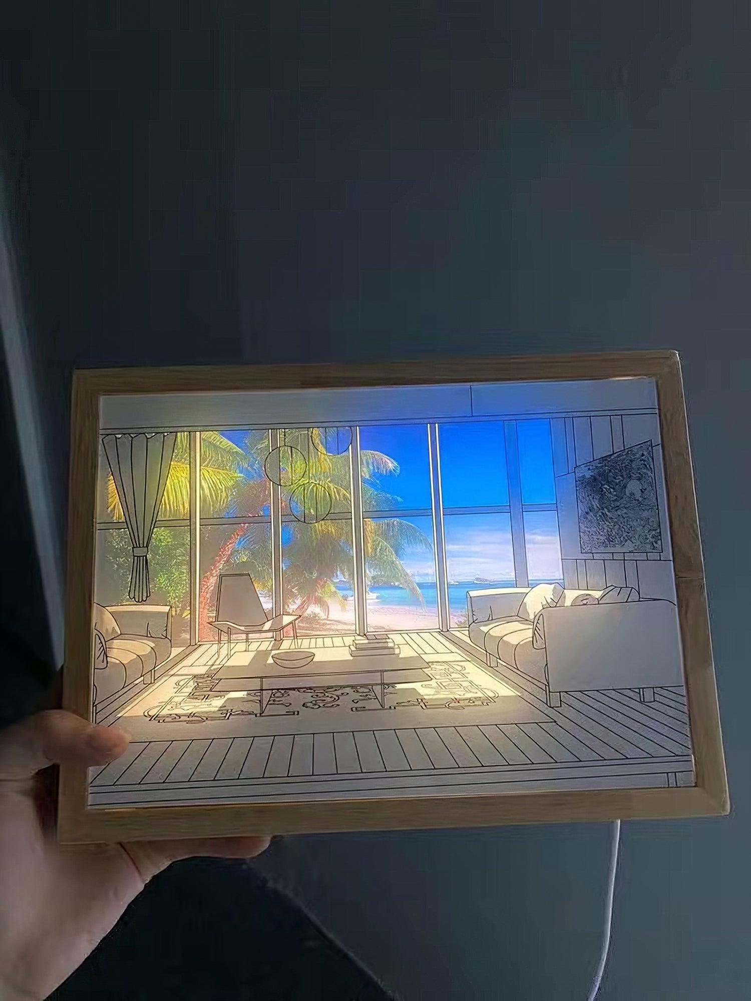 Illuminated Bedside Art Lamp | Wood & Acrylic | Warm, Neutral, Cool Light