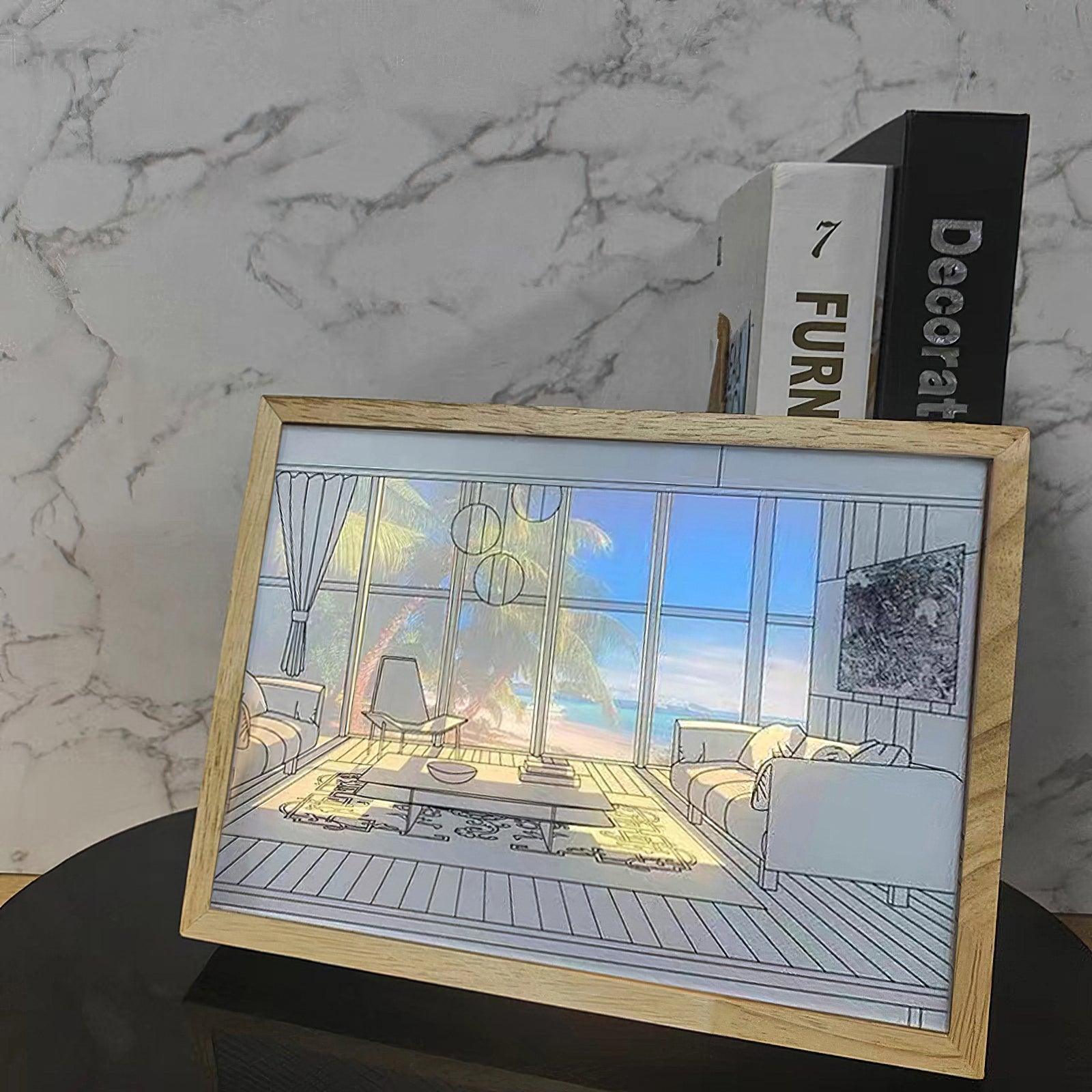 Illuminated Bedside Art Lamp | Wood & Acrylic | Warm, Neutral, Cool Light