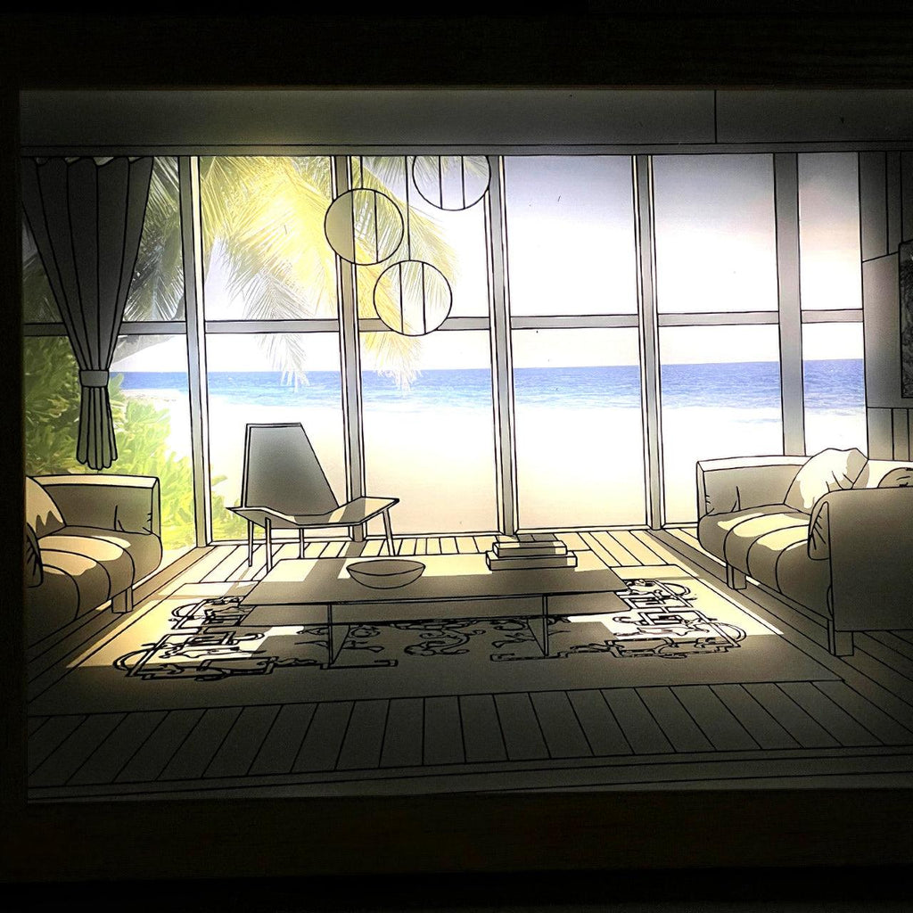 Illuminated Bedside Art Lamp | Wood & Acrylic | Warm, Neutral, Cool Light