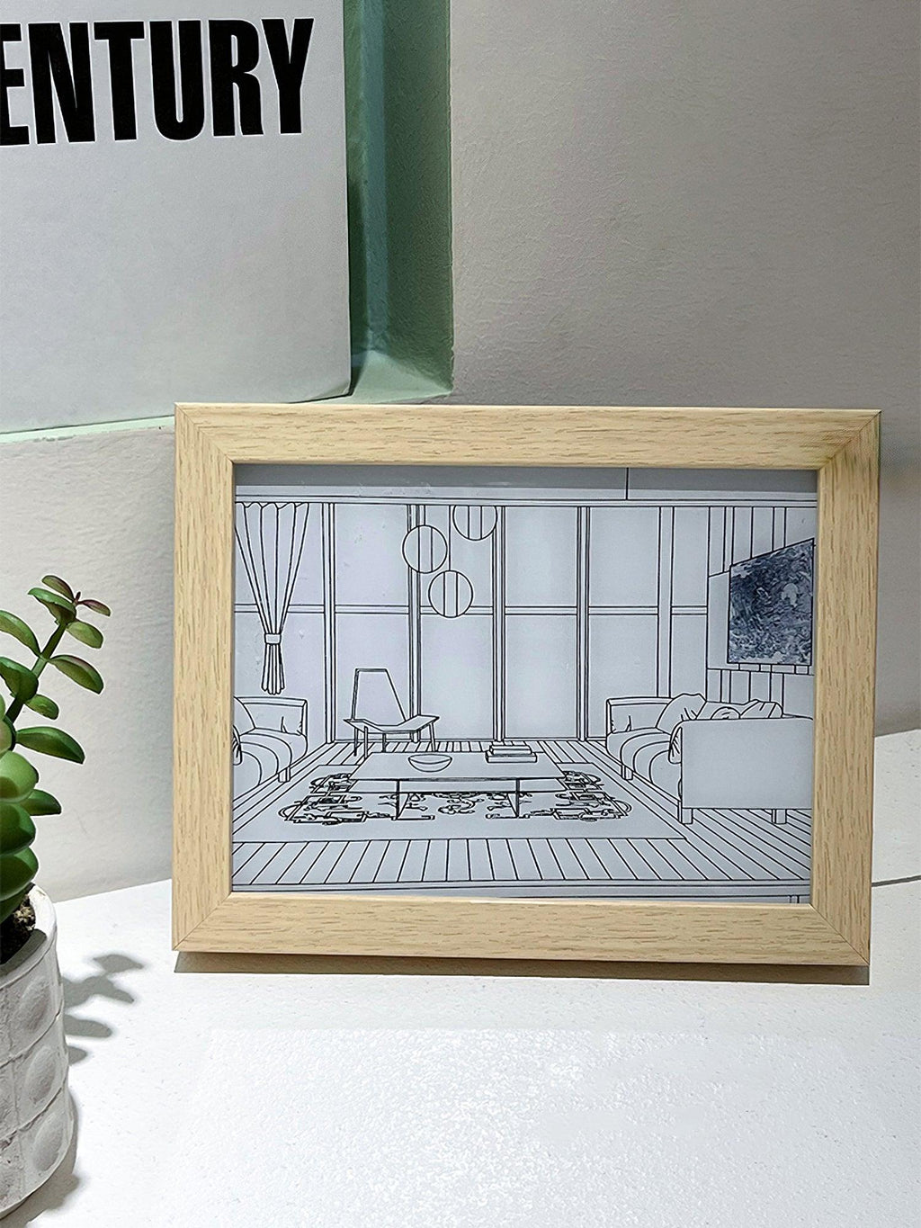 Illuminated Bedside Art Lamp | Wood & Acrylic | Warm, Neutral, Cool Light